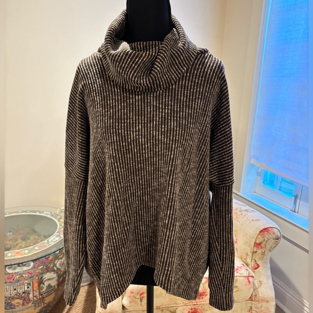 Striped Cowl Neck Sweater
